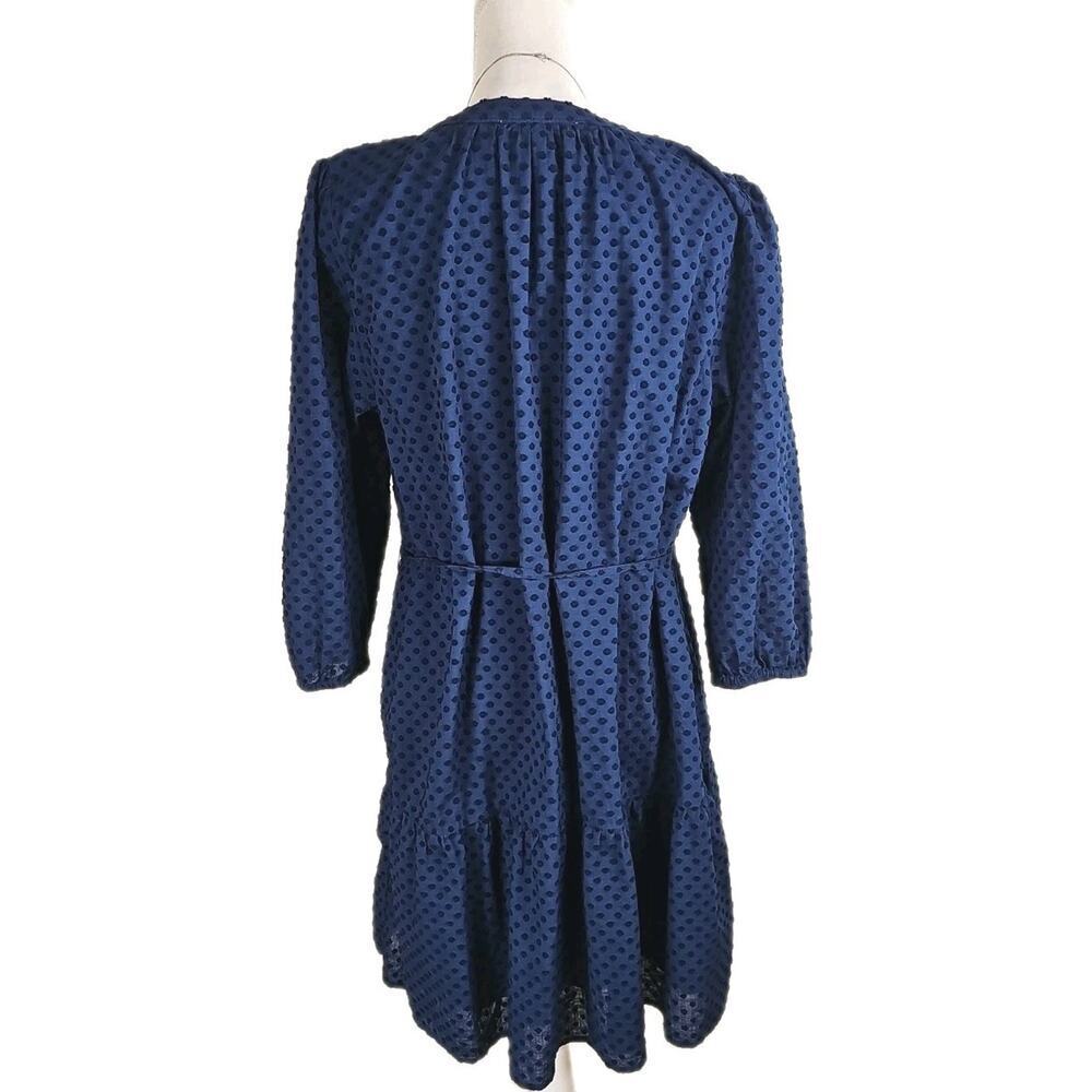 LOFT~Woman Size L~ Navy Blue Henley Flounce Shirtdress Fully Lined. - Picture 13 of 16